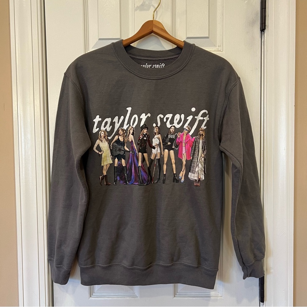 Taylor Swift Eras Crewneck Sweatshirt Through Eras Dark Gray Pullover